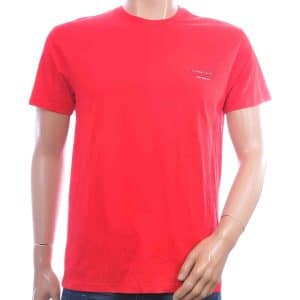 DANIEL&JONES rood T-shirt heren met kleine tekstprint op de linkerborst