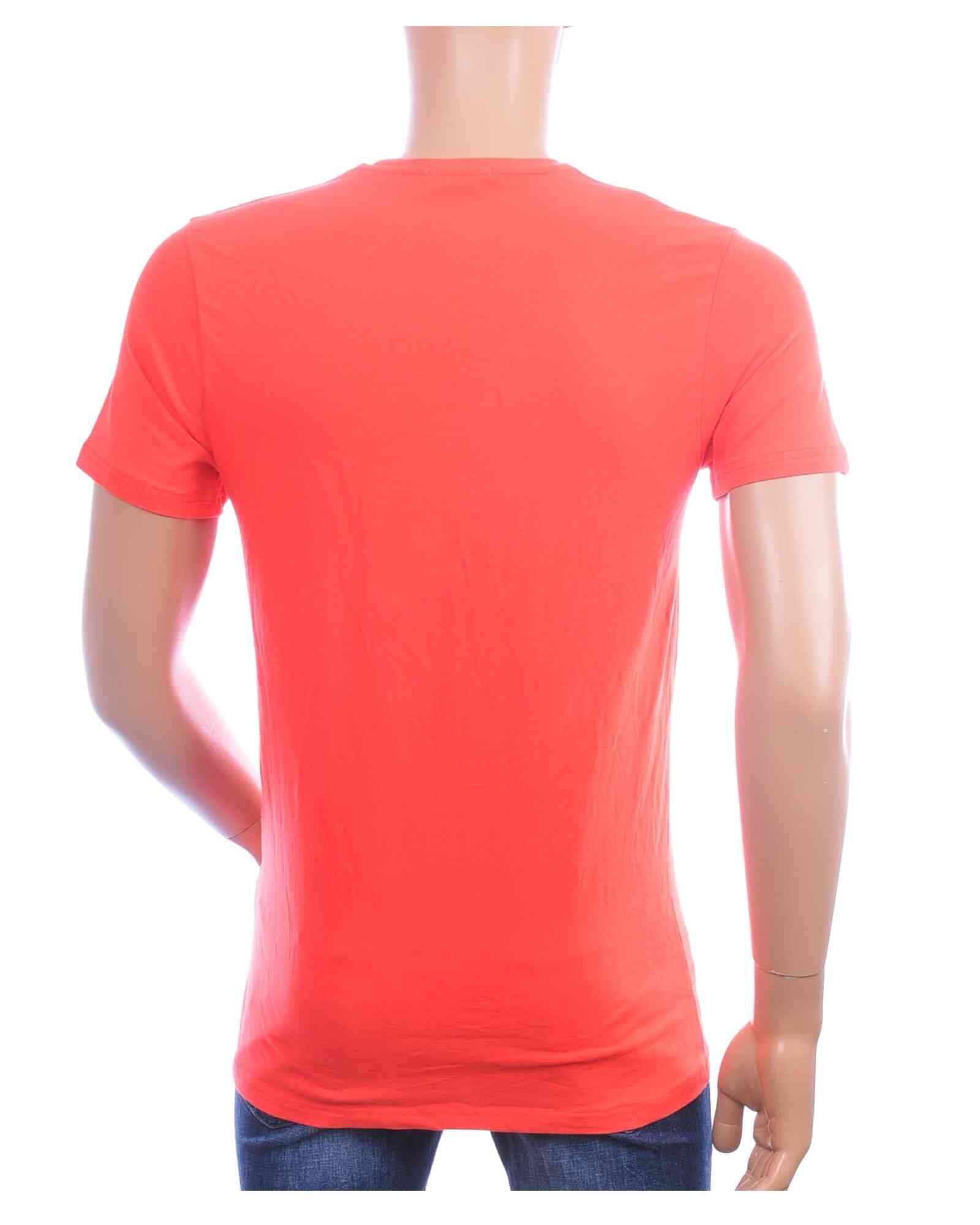 ENJOY YOUR LIFE oranje T-shirt heren effen achterkant