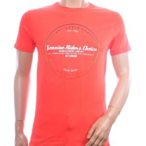Oranje T-shirt heren ENJOY YOUR LIFE met ronde Genuine Riders print