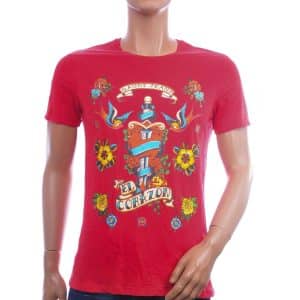 GAUDI bloemen T-shirt heren rood met kleurrijke grafische print