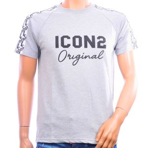 ICON2 heren T-shirt grijs met zwarte Original print en witte schouderdetails