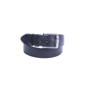 Zwarte IKRA leren herenriem 4 cm met slangenstructuur zijaanzicht
