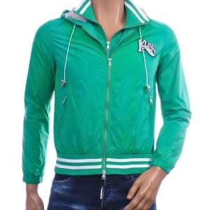 KUSS zomerjas heren groen slim fit met capuchon en ritssluiting