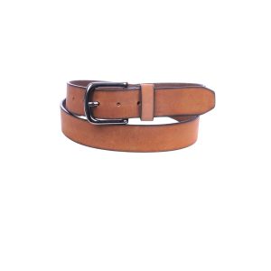 MOG leren riem heren beige van echt leer met metalen gesp