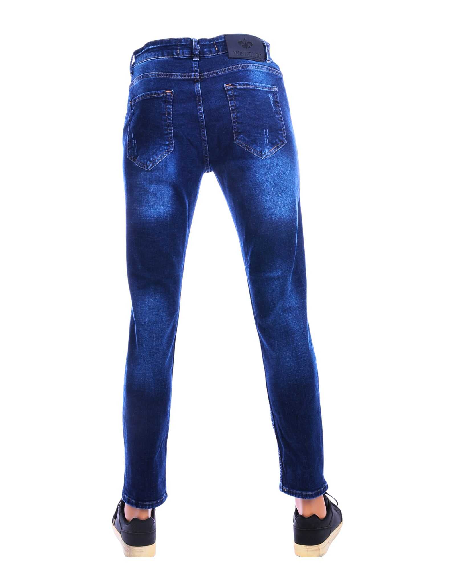 Achterkant Montfleuri heren jeans denim blauw met achterzakken