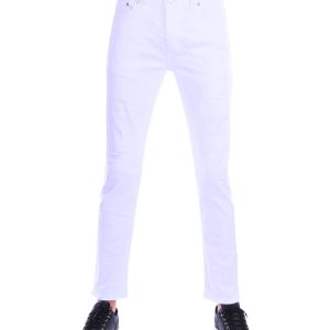 Montfleuri witte heren jeans slim fit met stretch en destroyed details