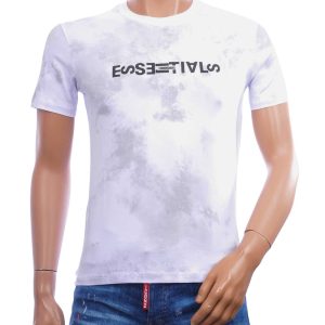 ORIGINAL heren T-shirt slim fit wit met Essentials print en gewolkt dessin