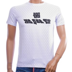 ORIGINAL heren T-shirt slim fit wit met geometrische Los Angeles print