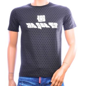 ORIGINAL heren T-shirt slim fit zwart met geometrische Los Angeles print