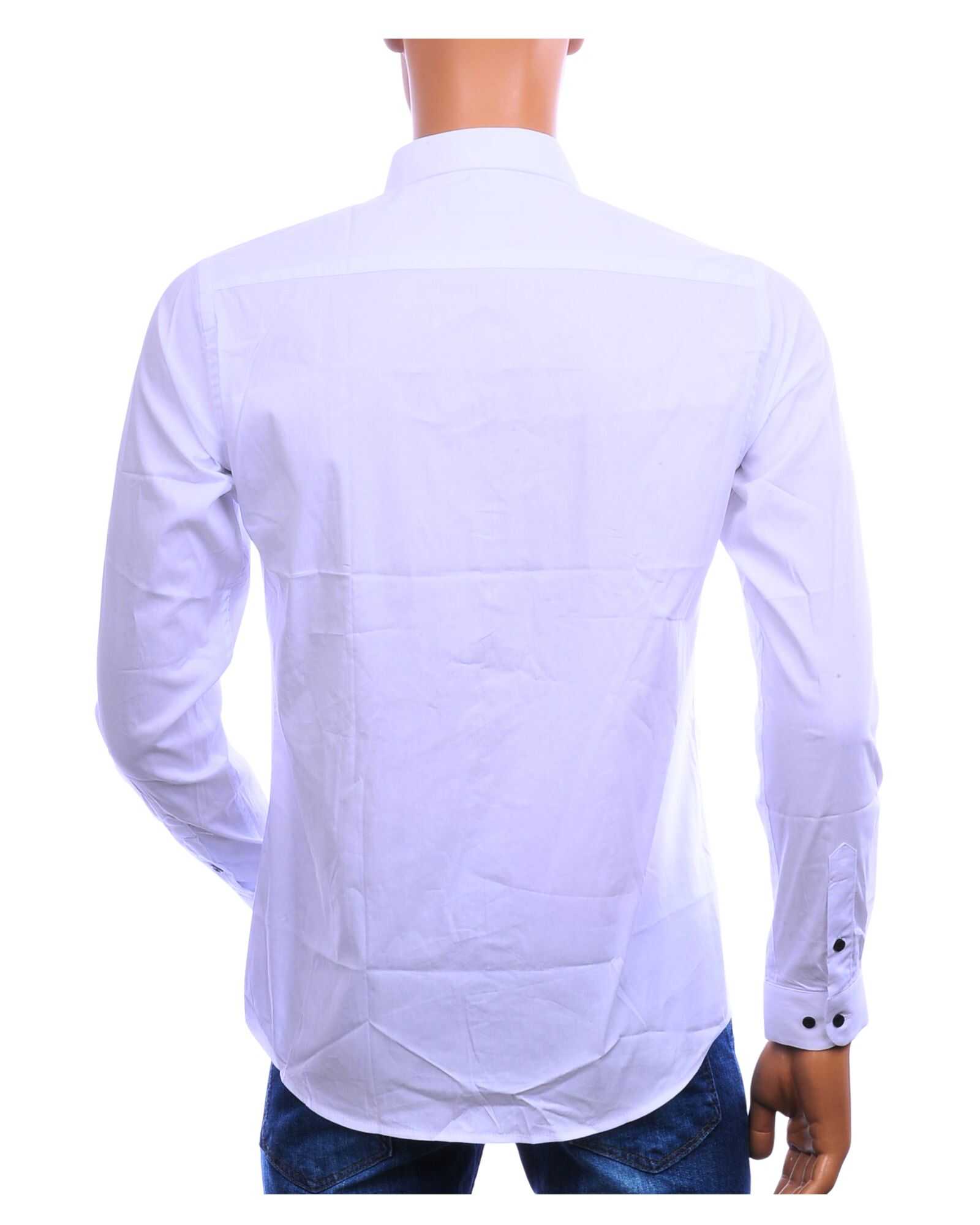 Achterkant wit Polim Pier heren overhemd slim fit lange mouw