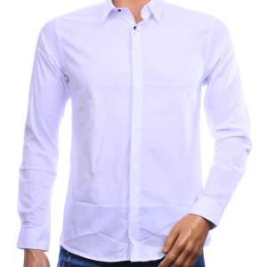 Polim Pier heren overhemd slim fit wit met verborgen knoopsluiting