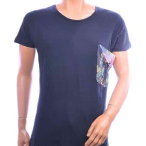 RED BRIDGE zwart T-shirt heren slim fit met grote multicolor sierborstzak