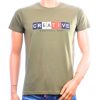 SEMAL STYLE heren T-shirt slim fit khaki met Creative print