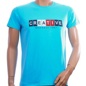 SEMAL STYLE heren T-shirt slim fit turquoise met Creative print