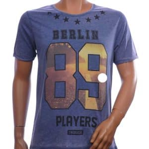 TWO BUCKS heren T-shirt donkerblauw met Berlin 89 Players-print
