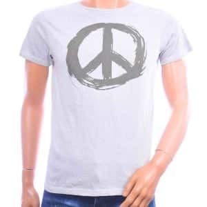 CIRCUS RED grijs T-shirt heren met grote donkere peace print