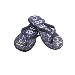 ICEBERG teenslippers heren zwart met witte logoletters en craquelé print