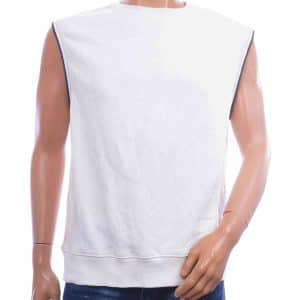LES ECLAIRES sweat spencer heren wit met zwarte ritsdetails langs de armsgaten