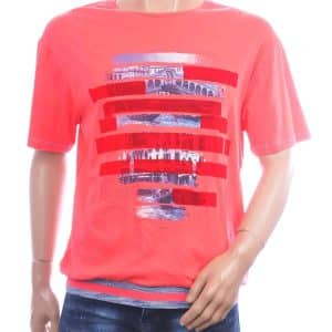 MCL oranje T-shirt heren met grafische city print en elastische onderband