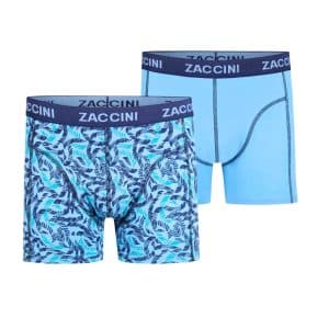 ZACCINI boxershorts heren 2-pack blauw met Breeze print en effen lichtblauwe boxer.